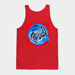 phoenix in red pattern in blue flames Tank Top